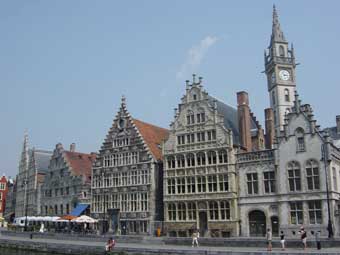 Graslei, the first port of Gent, is lined with old guild houses