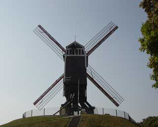 The St Janshuis Mill is one of the features of the ramparts cycle path