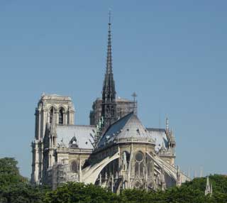 A better than usual view of Notre Dame from the top of our bridge spotting ladder