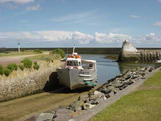 The amphibioius Tatihou ferry making its way from sea to land