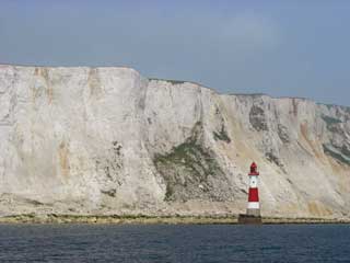 Passing close inshore at Beachy Head lighthouse