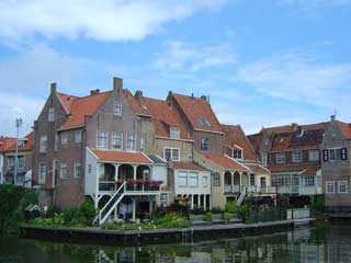Picturesque cottages line the town's canals