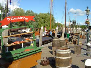 The display of historic fishing barges at Willemstad