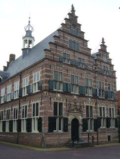 Naarden's richly decorated town hall on a quiet Sunday morning
