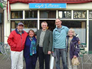 The gang outside the popular eetcafe, Cafe Bern