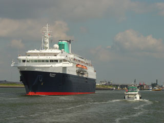 Passing traffic as we approach the sea lock at IJmuiden