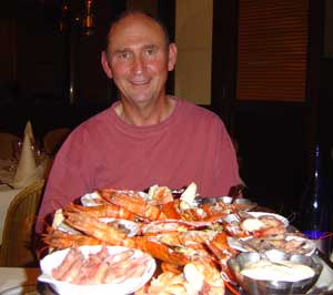 David in his element with Georges seafood plattter