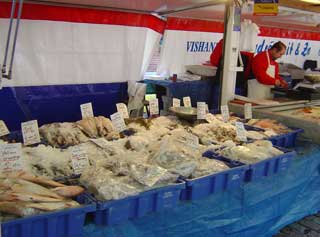 Fish stall at the 2nd best market in the Netherlands