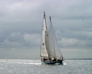 Overtaken by a speedy sailing boat  in a fresh breeze off Helsingor
