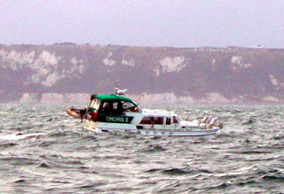 TimChris pitches in the lively swell off Dover