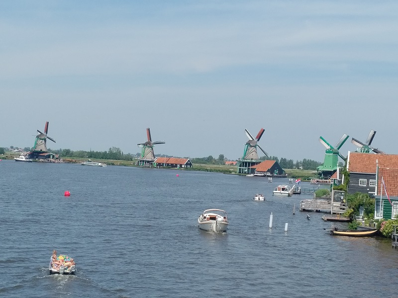 The delightful working windmills from the Zaandijk bridge